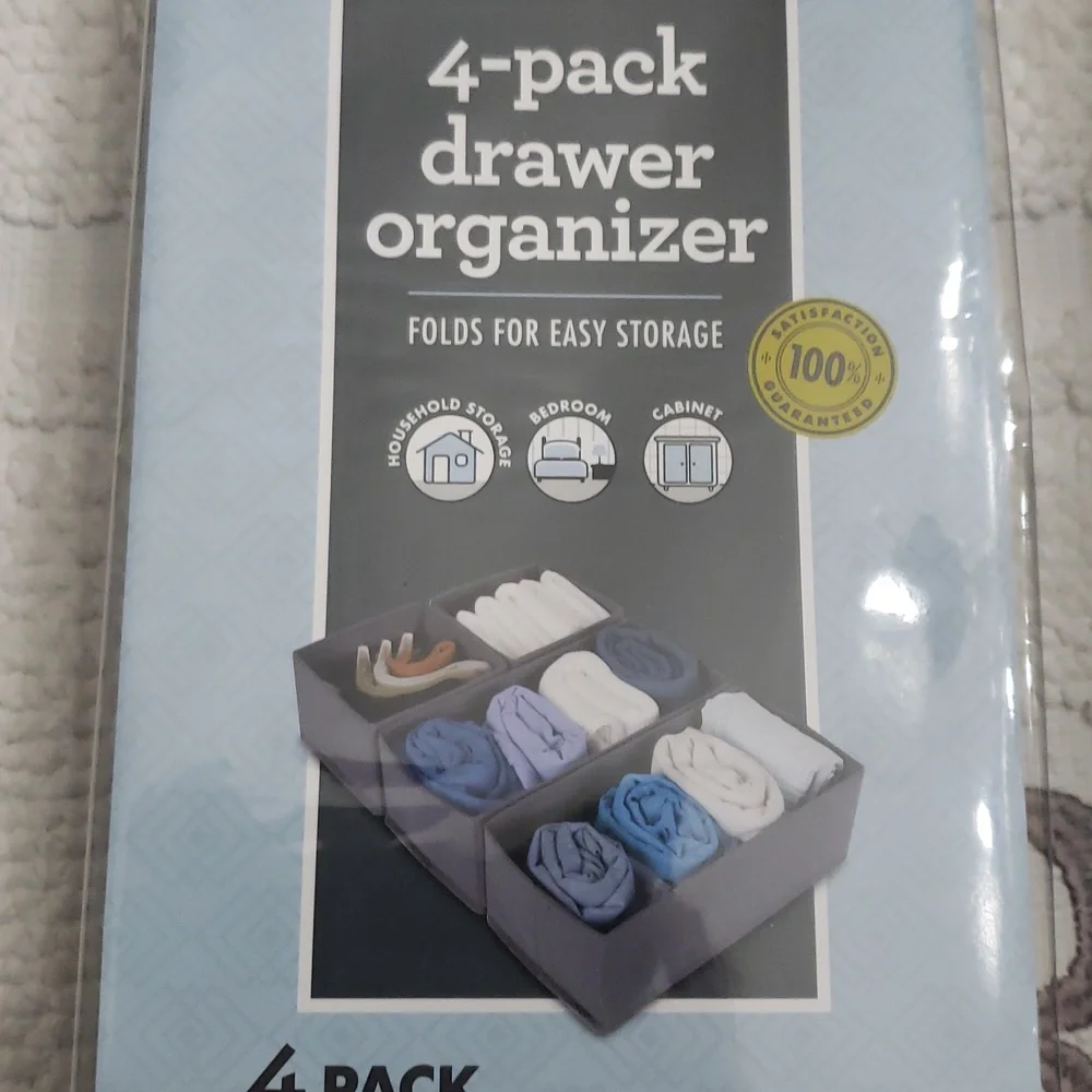 COMPLETE HOME 4-Pack Drawer Organizer Set of 2 Gray
